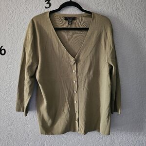 Cable And Gauge Cardigan Button Up Women Sz 1x Long Sleeve Shirt Brown Crew